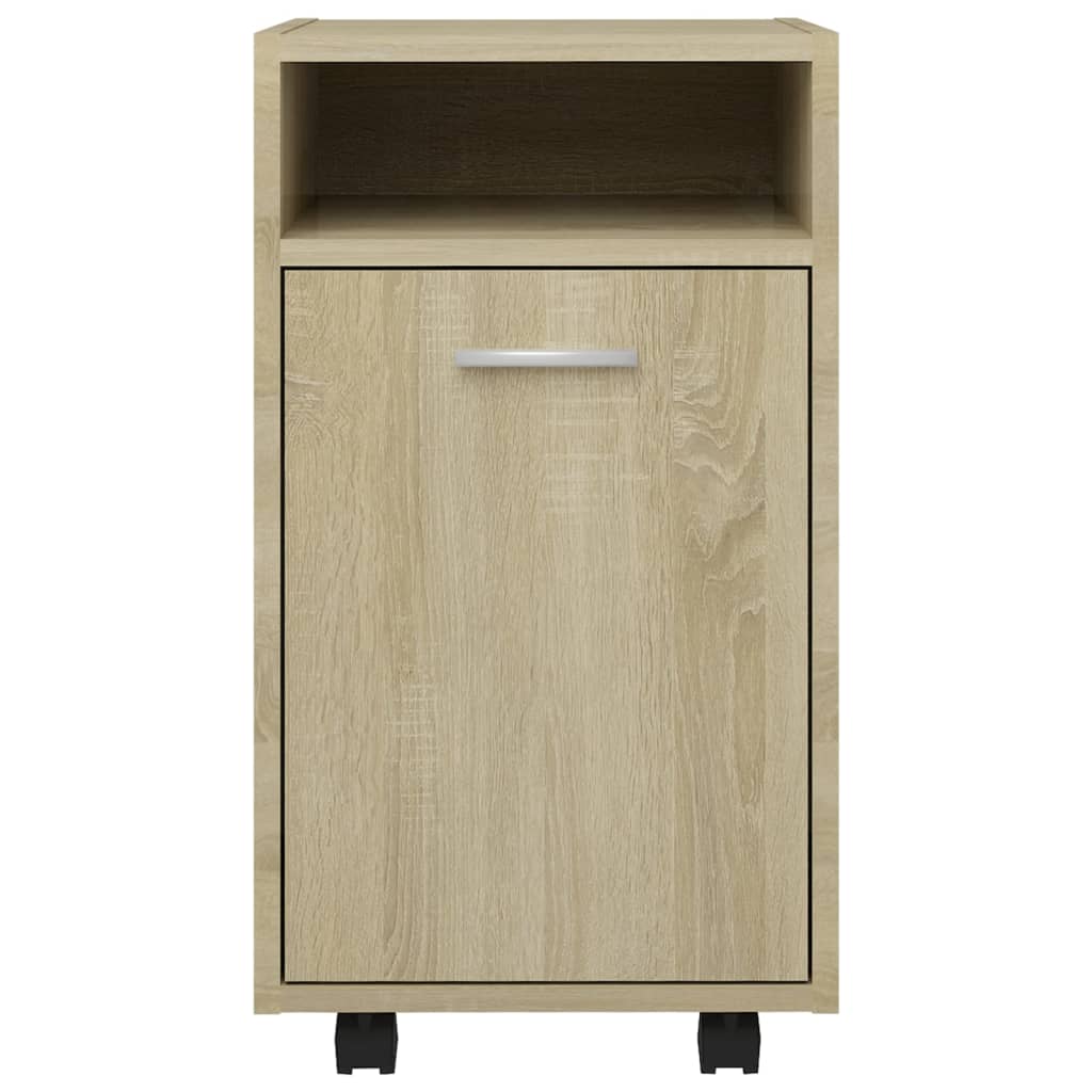 vidaXL Страничен шкаф с колелца, дъб сонома, 33x38x60 см, ПДЧ