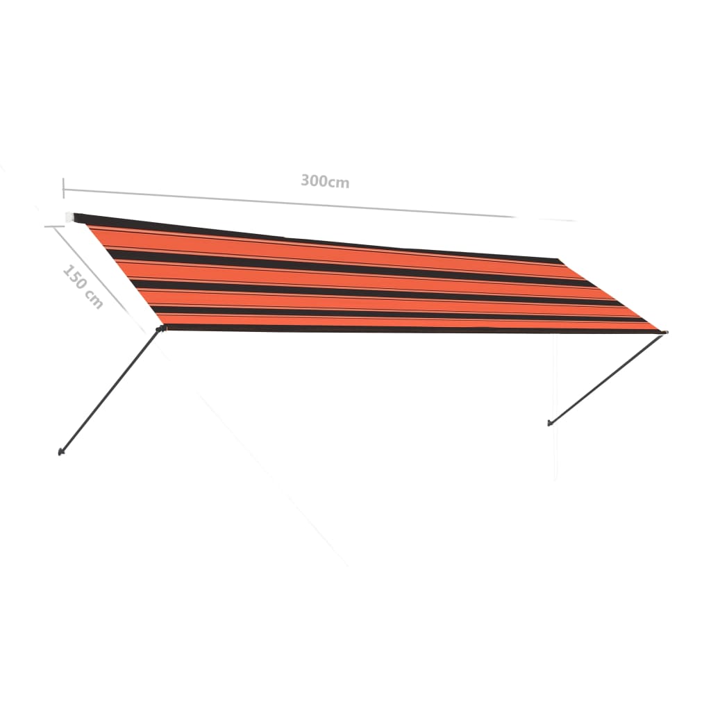 vidaXL Сенник с падащо рамо с LED, 300х150 см, оранжево и кафяво