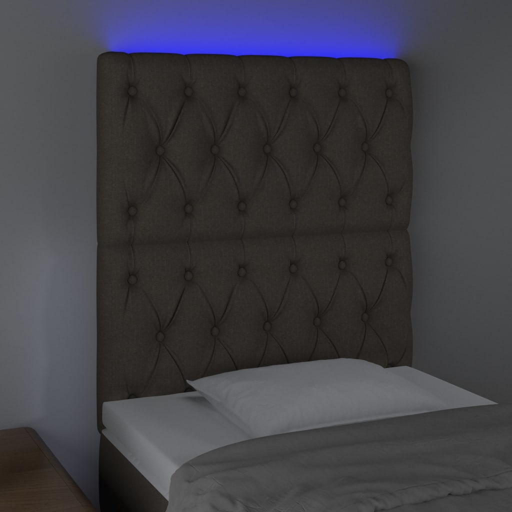 vidaXL LED горна табла за легло, таупе, 80x7x118/128 см, плат