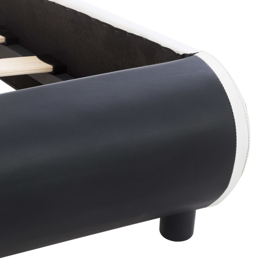 vidaXL Рамка за легло с LED, черна, изкуствена кожа, 160x200 cм