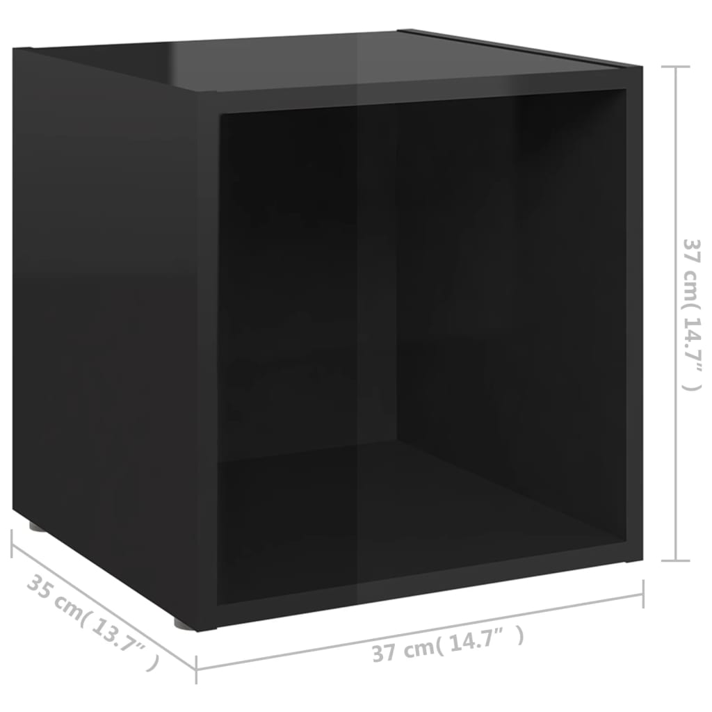 vidaXL ТВ шкаф, черен гланц, 37x35x37 см, ПДЧ