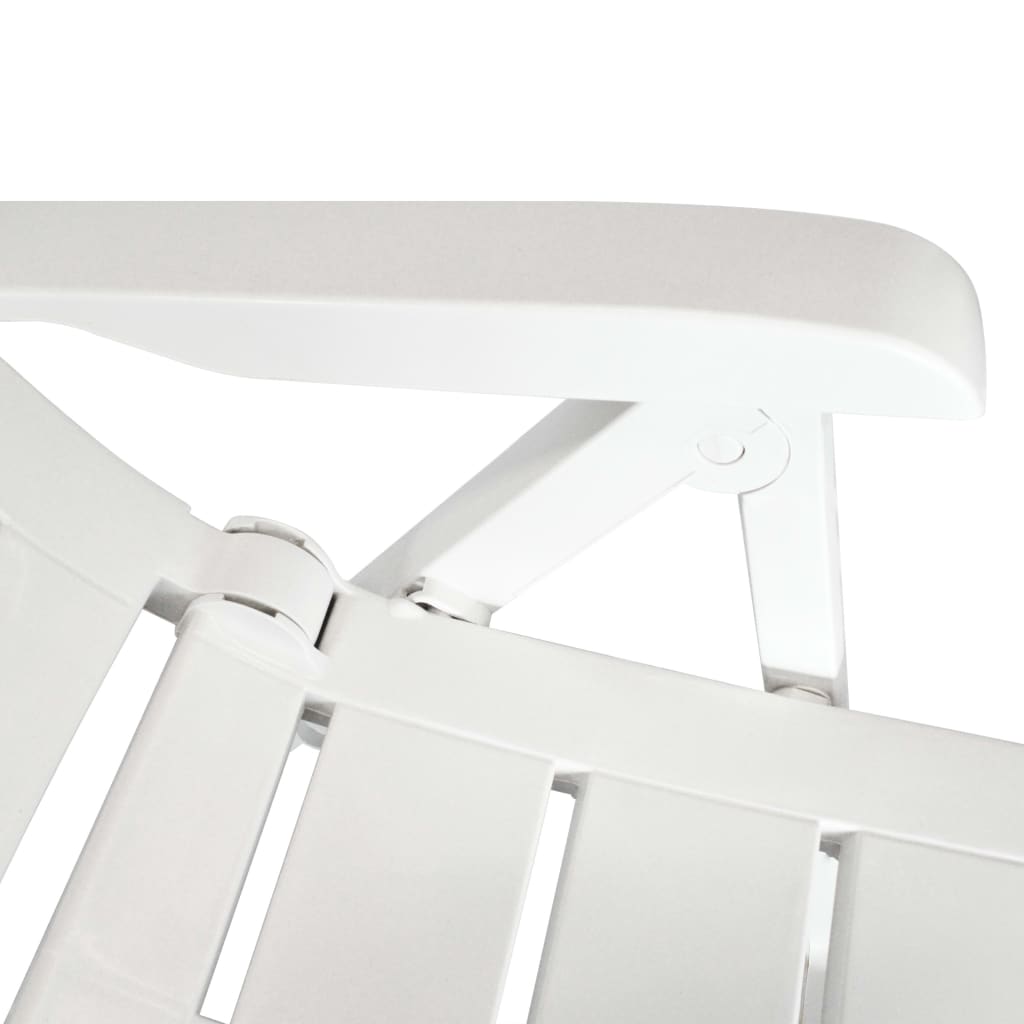vidaXL Накланящи се градински столове, 4 бр, пластмаса, бели