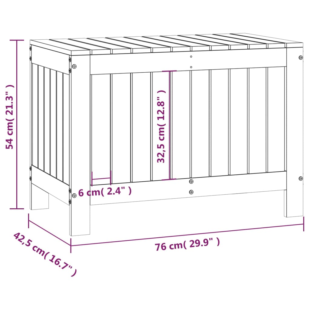 vidaXL Кутия за съхранение, меденокафява, 76x42,5x54 см, бор масив
