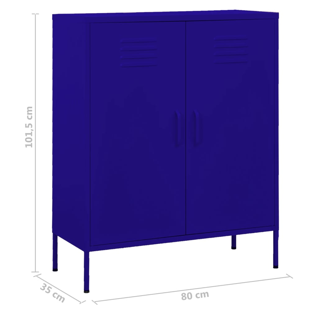 vidaXL Шкаф за съхранение, нейви син, 80х35х101,5 см, стомана