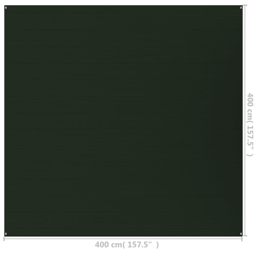 vidaXL Килим за палатка, 400x400 см, тъмнозелен, HDPE