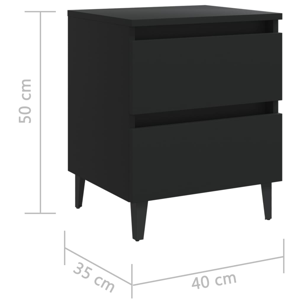 vidaXL Нощно шкафче, черно, 40x35x50 см, ПДЧ