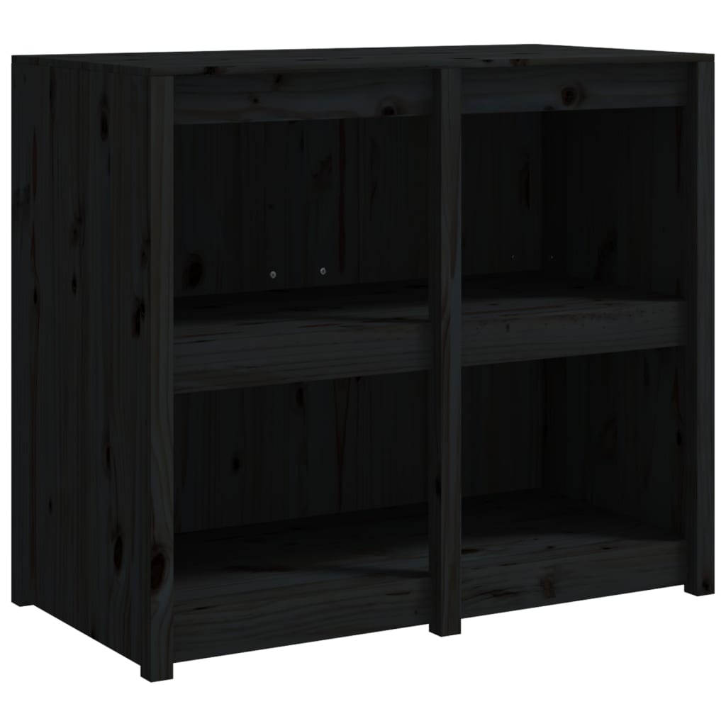 vidaXL Кухненски шкафове за открито, 4 бр, черни, бор масив