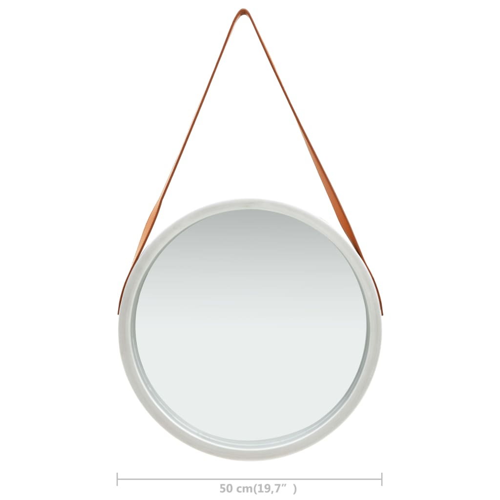 vidaXL Стенно огледало с каишка, 50 см, сребристо