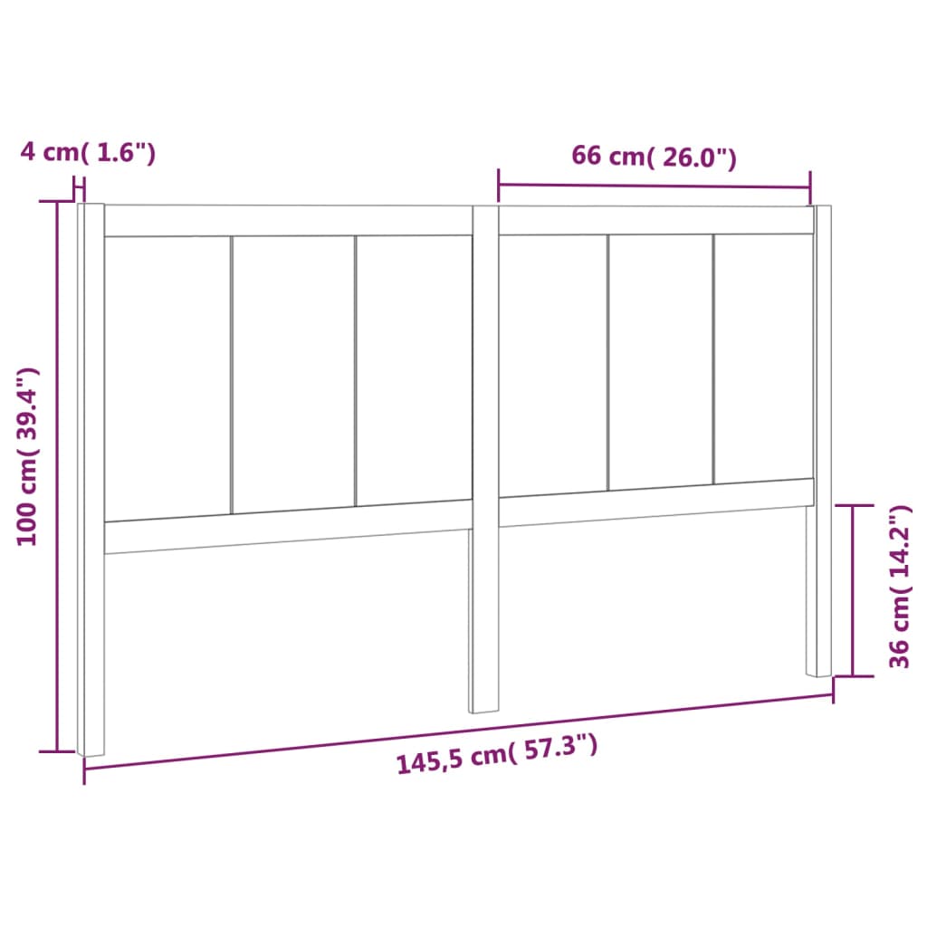 vidaXL Горна табла за легло, бяла, 145,5x4x100 см, бор масив