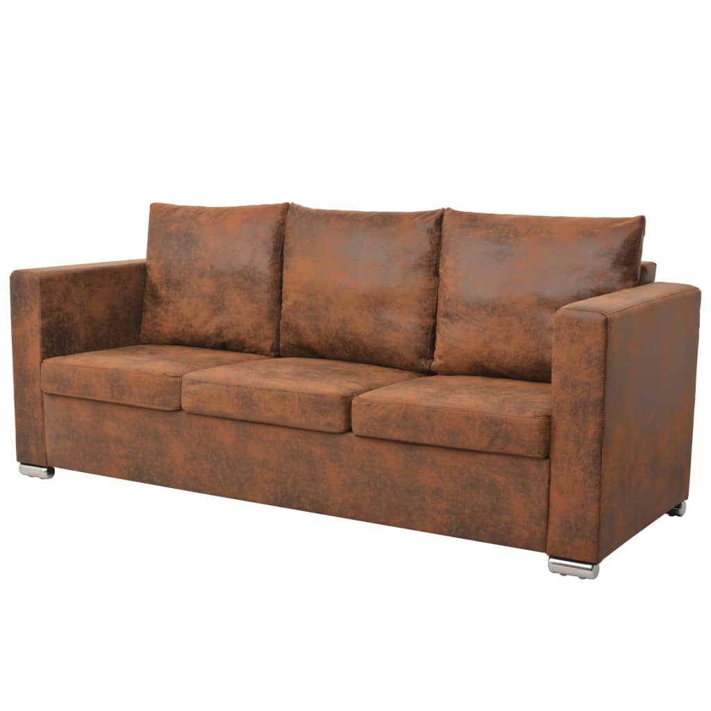 vidaXL Триместен диван, 191x73x82 см, изкуствен велур