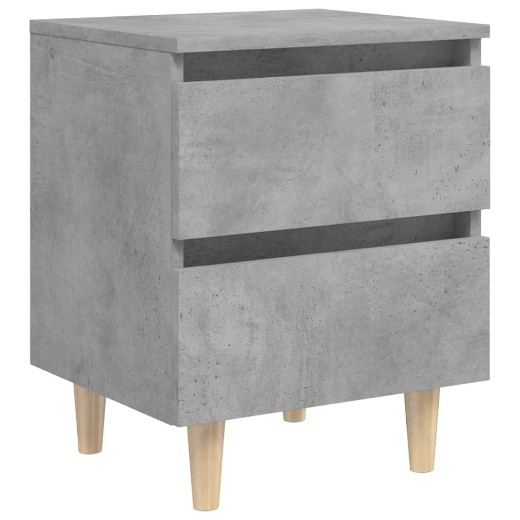 vidaXL Нощни шкафчета крака от бор масив 2 бр бетонно сиви 40x35x50 см
