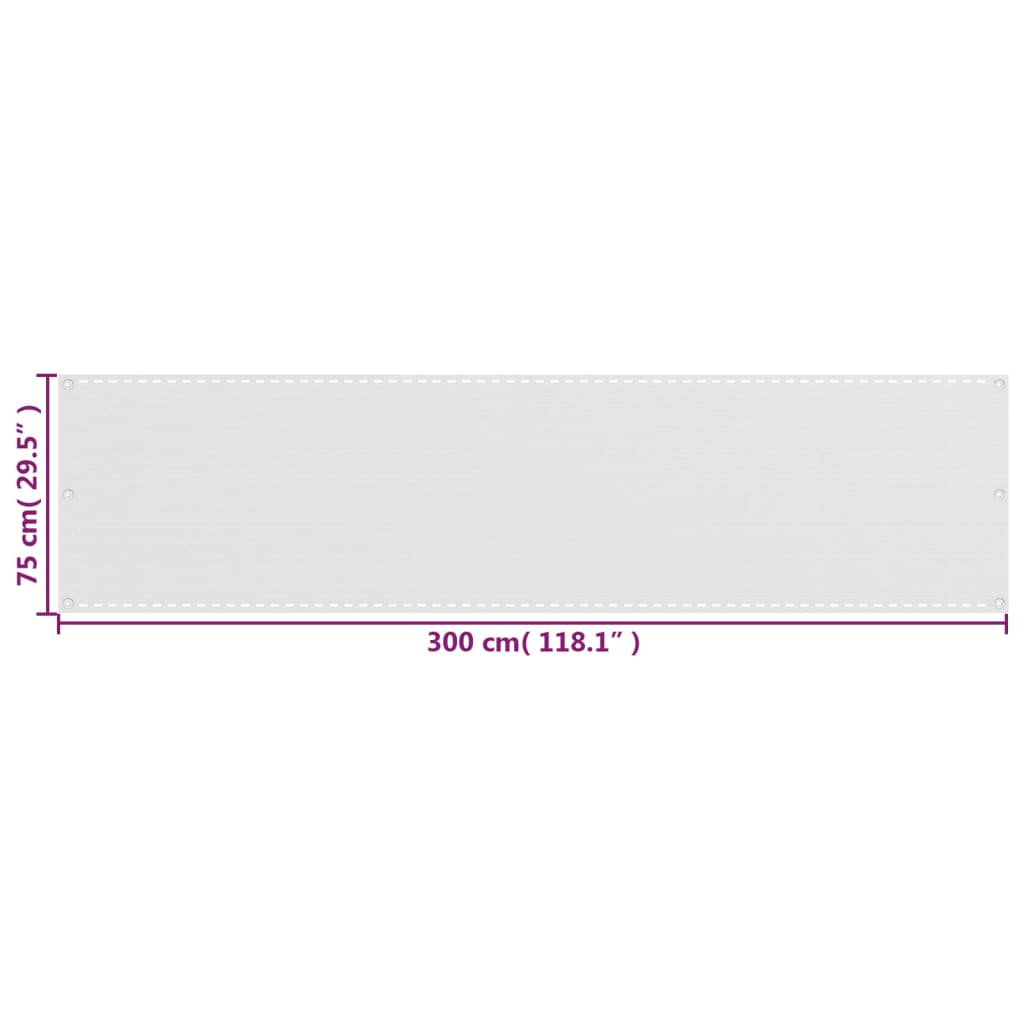 vidaXL Балконски параван, бял, 75x300 см, HDPE