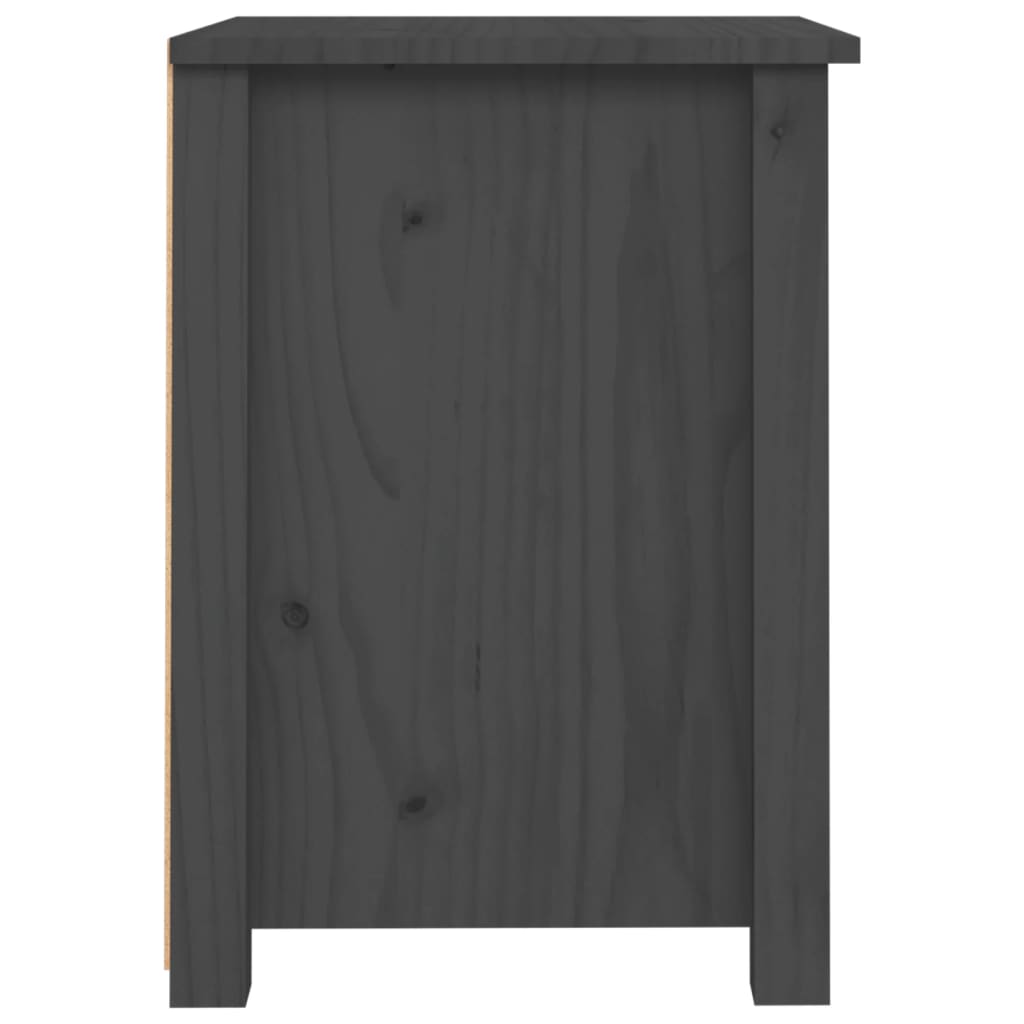 vidaXL Нощно шкафче, сиво, 40x35x49 см, борово дърво масив
