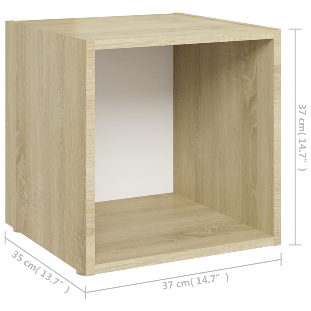vidaXL ТВ шкаф, бяло и дъб сонома, 37x35x37 см, ПДЧ