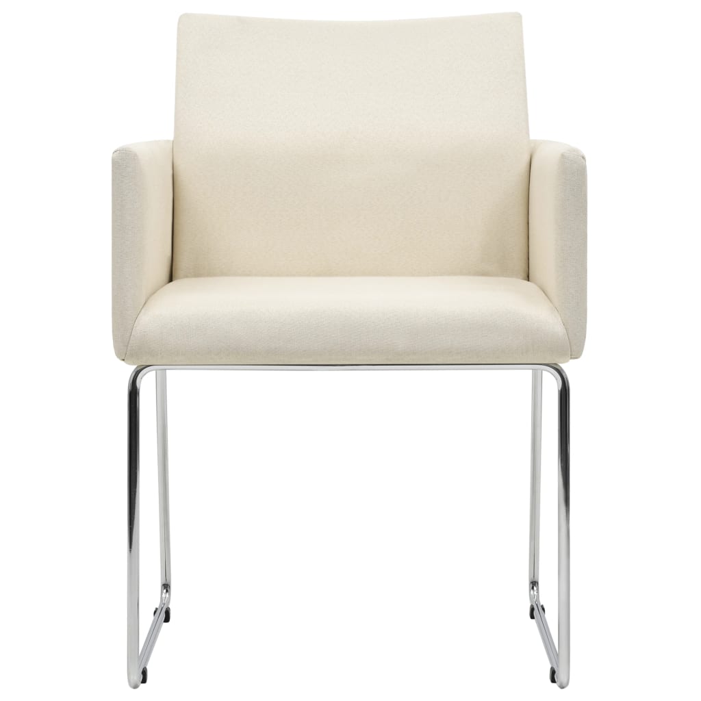 vidaXL Трапезни столове, 2 бр, имитация на лен, бели, текстил