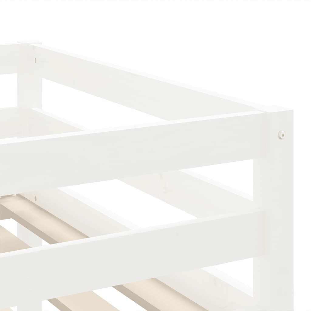 vidaXL Детско високо легло със стълба, бяло, 80x200 см, бор масив