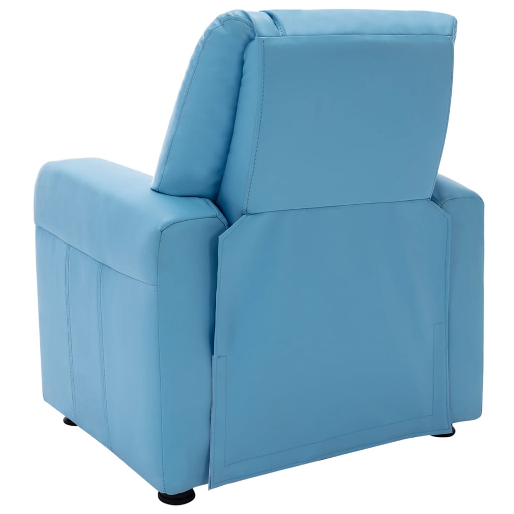 vidaXL Детско наклоняемо кресло, изкуствена кожа, синьо