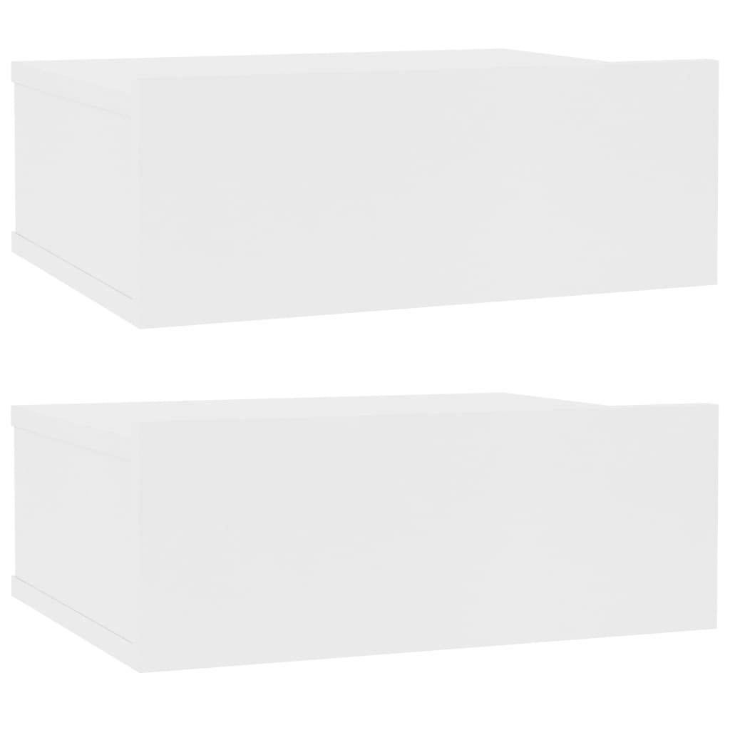 vidaXL Нощни шкафчета за стена, 2 бр, бели, 40x30x15 см, ПДЧ