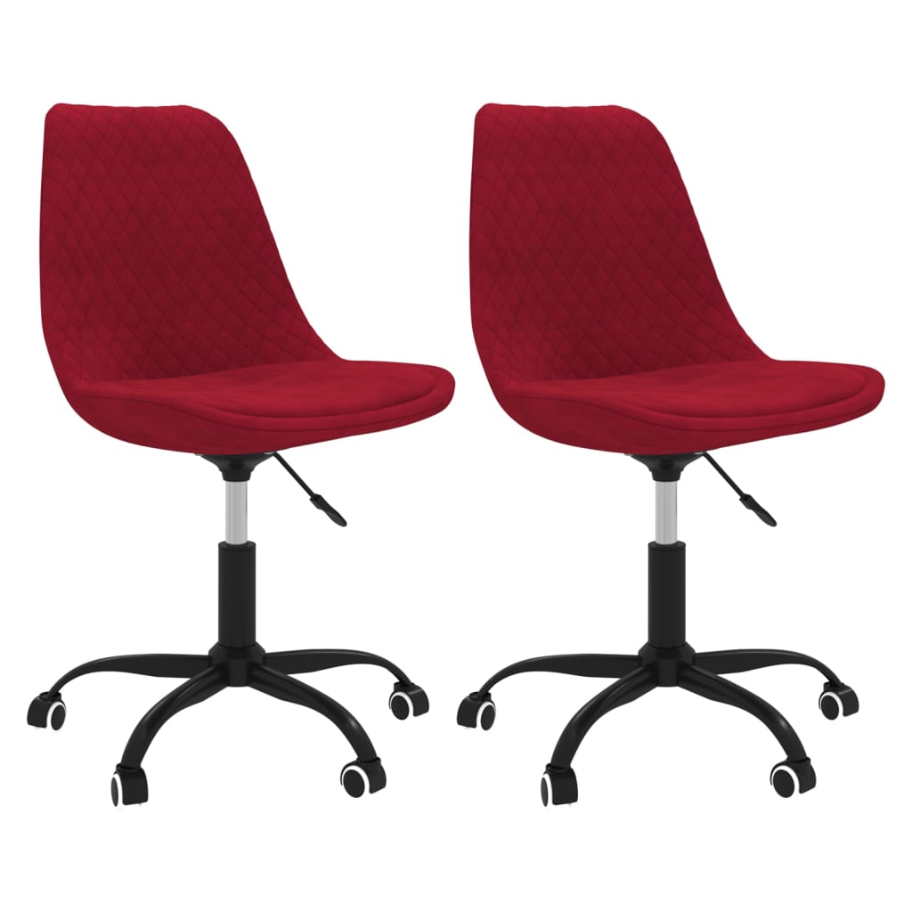 vidaXL Въртящи се трапезни столове, 2 бр, виненочервени, текстил