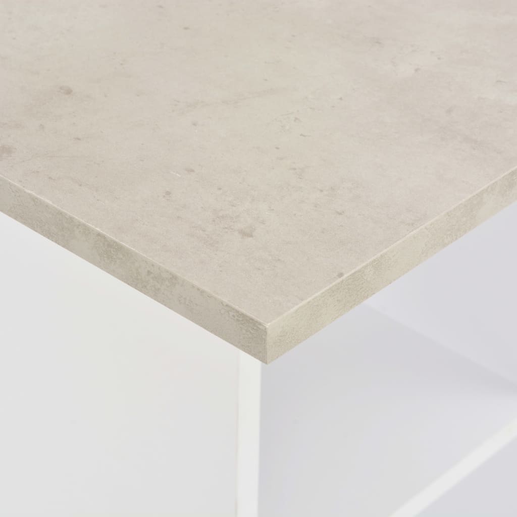 vidaXL Бар маса, бяло и бетонно, 60x60x110 см