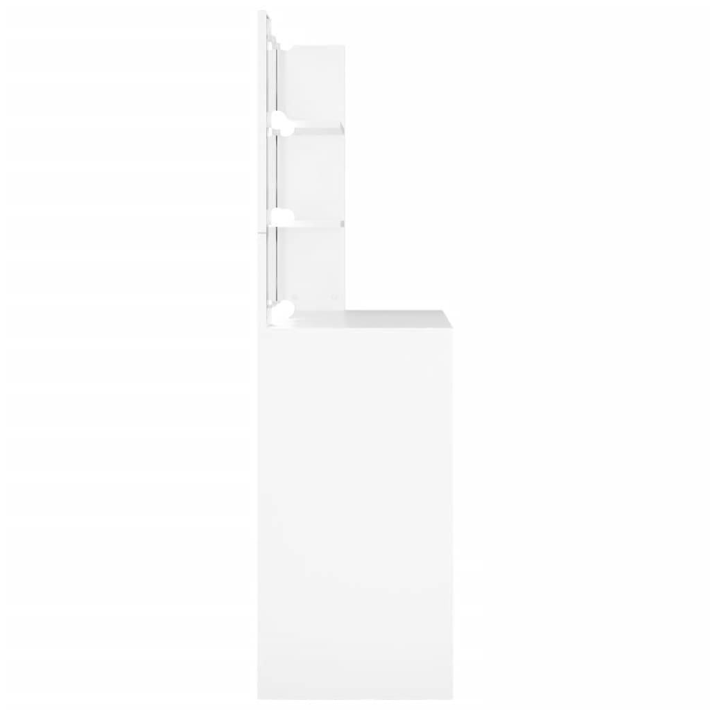 vidaXL Тоалетка с LED, бяла, 74,5x40x141 см