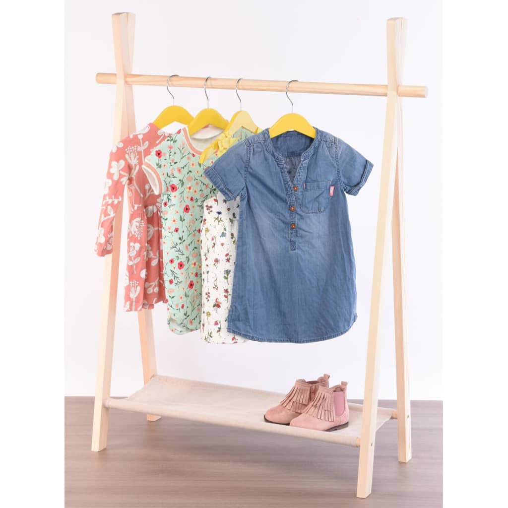 Storage solutions Стойка за детски дрехи с 1 рафт, борова дървесина
