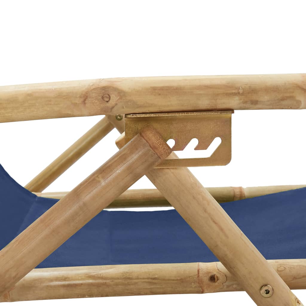 vidaXL Наклоняем стол за релакс, нейви син, бамбук и текстил