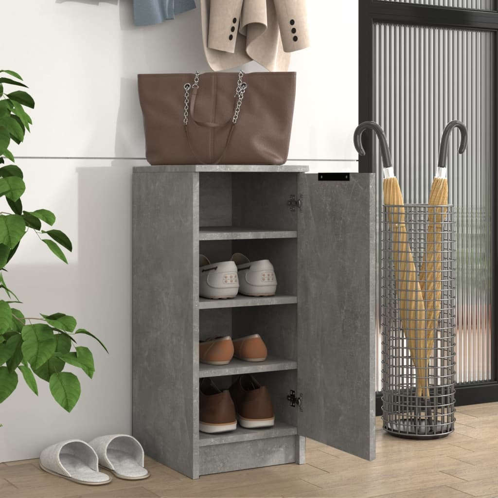 vidaXL Шкаф за обувки, бетонно сив, 30x35x70 см, инженерно дърво