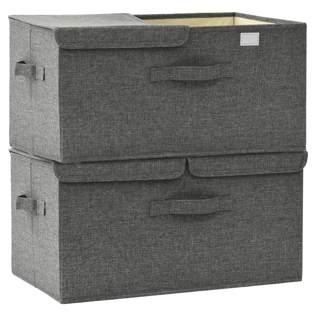 vidaXL Кутии за съхранение, 2 бр, текстил, 50x30x25 см, антрацит