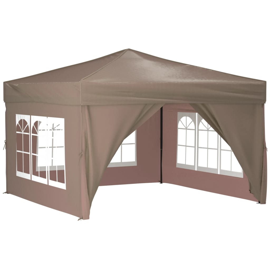 vidaXL Сгъваема парти палатка със странични стени, таупе, 3x3 м