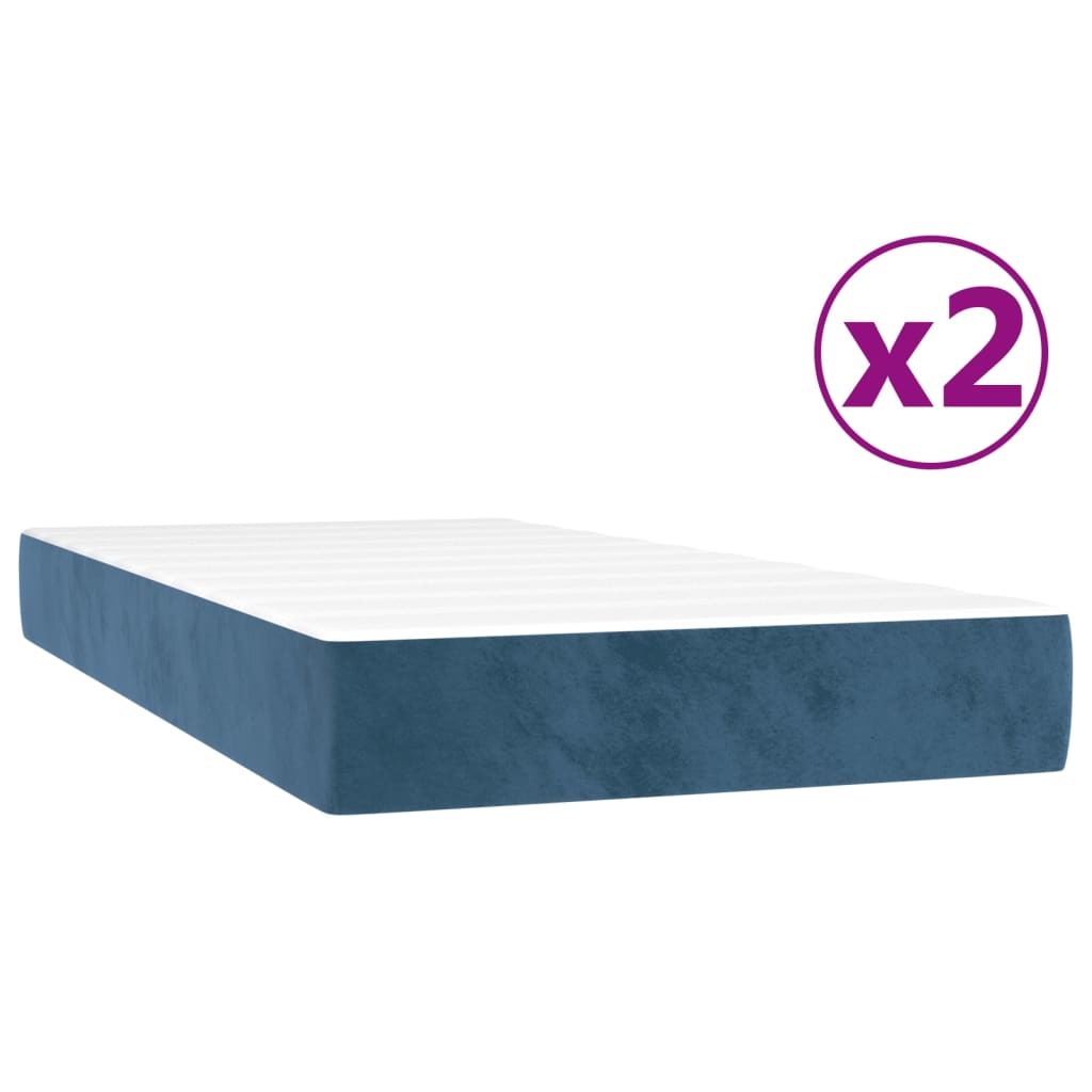 vidaXL Боксспринг легло с матрак, тъмносиньо, 200x200 см, кадифе