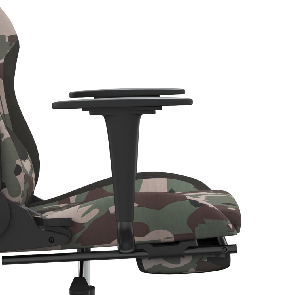 vidaXL Гейминг стол с опора за крака, камуфлаж и черно, текстил