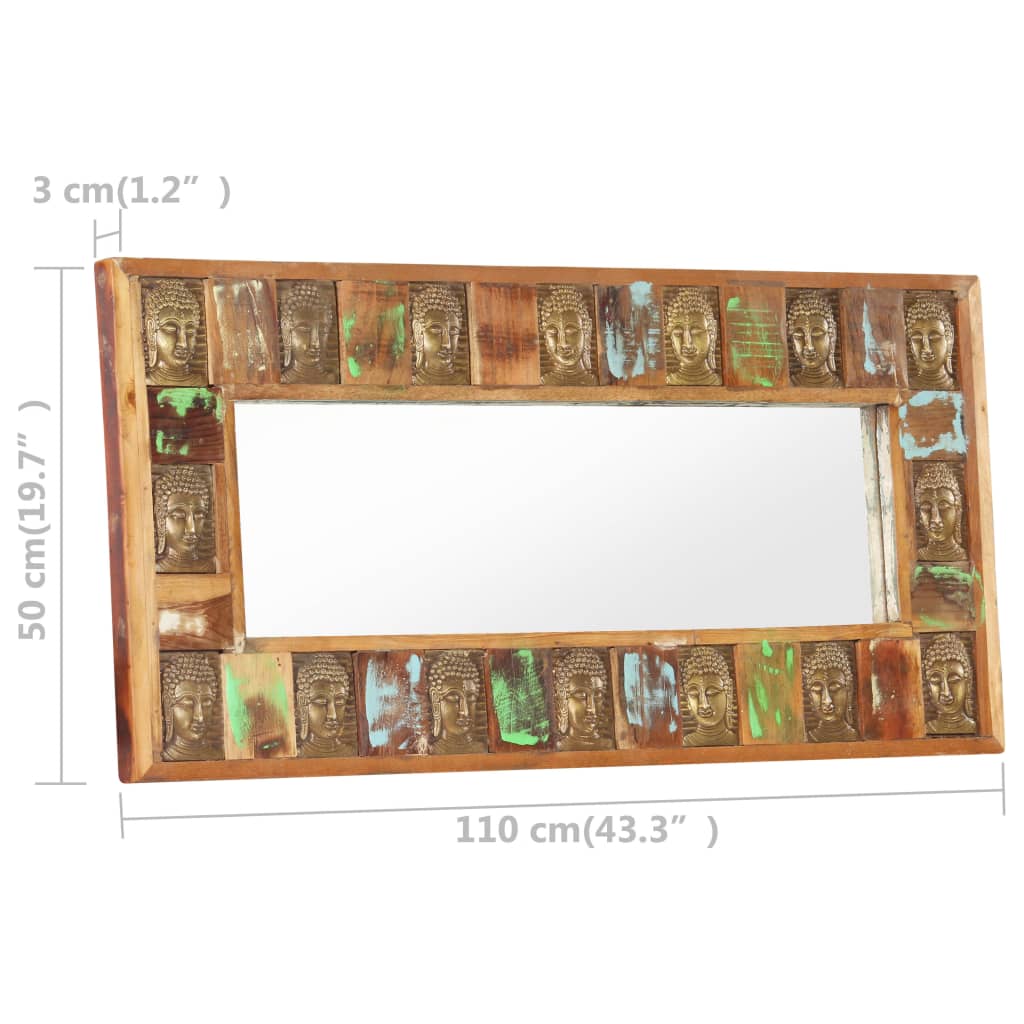vidaXL Огледало с рамка Буда, 110х50 см, регенерирано дърво масив