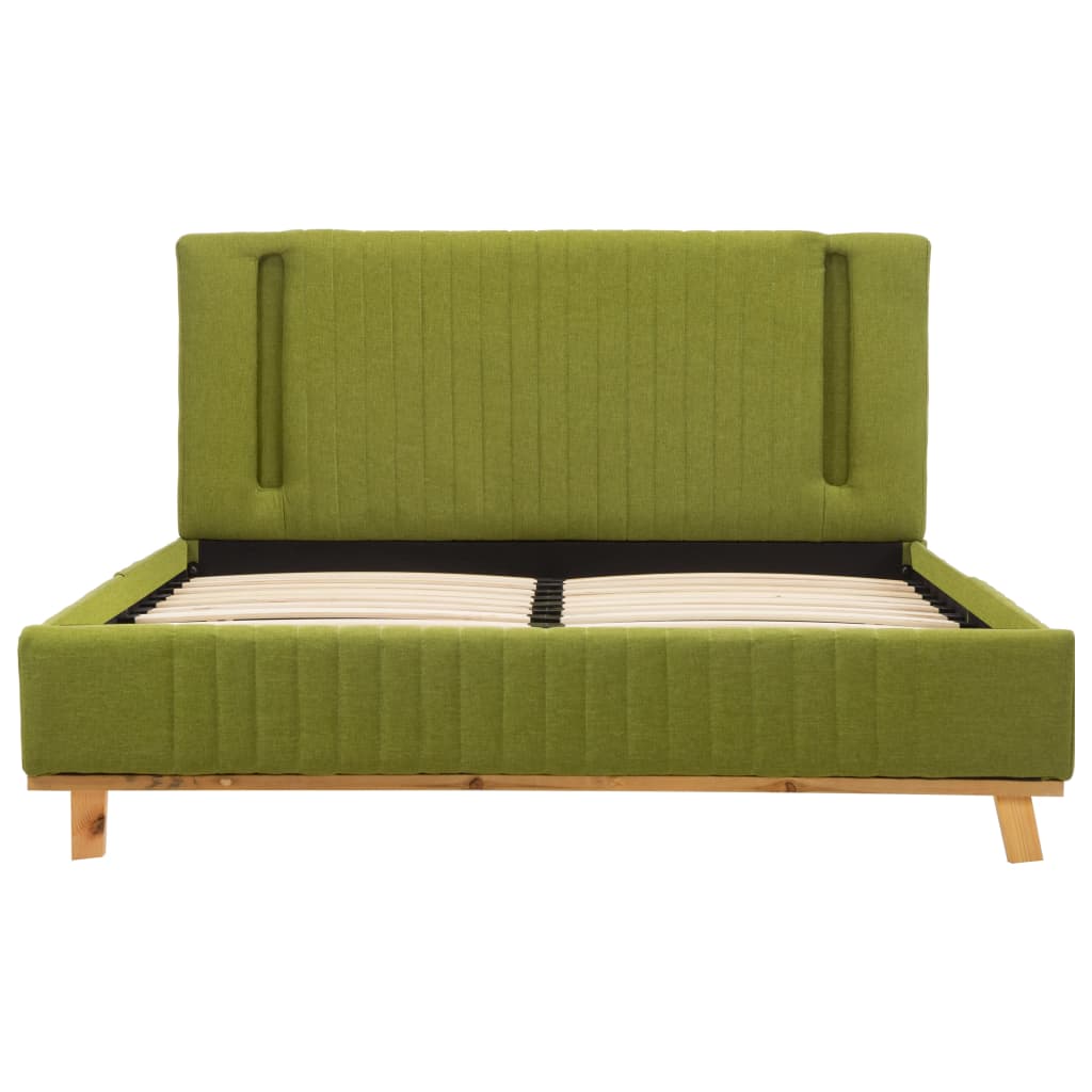 vidaXL Рамка за легло с LED, зелена, текстил, 120x200 см