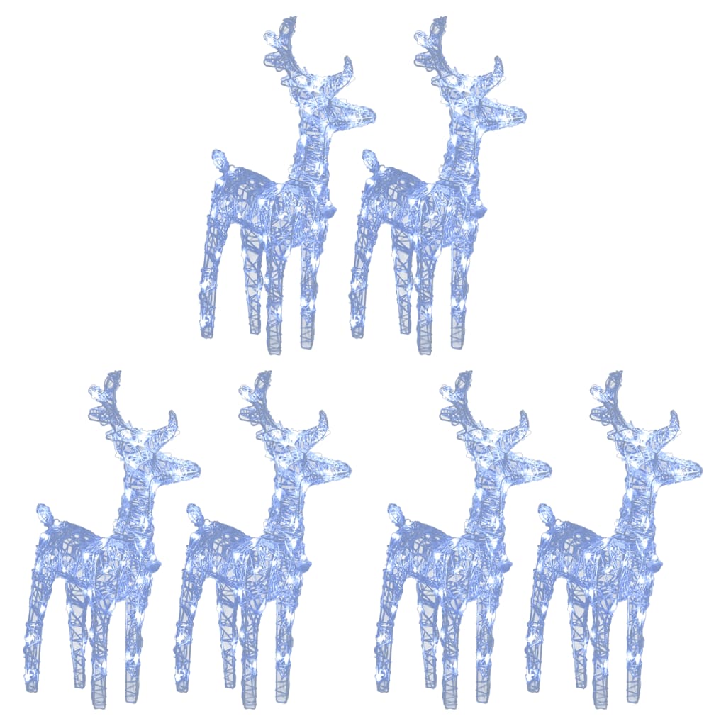 vidaXL Коледни елени, 6 бр, студено бяло, 240 LED, акрил