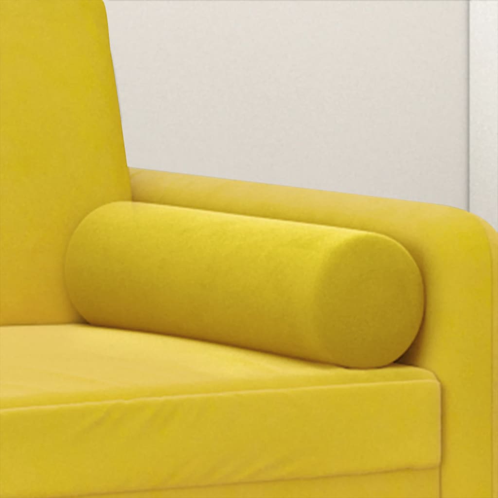 vidaXL Декоративни възглавници, 2 бр, Жълто , Ø15x50 см, кадифе
