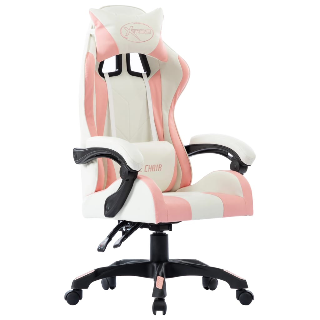 vidaXL Геймърски стол, розов, изкуствена кожа