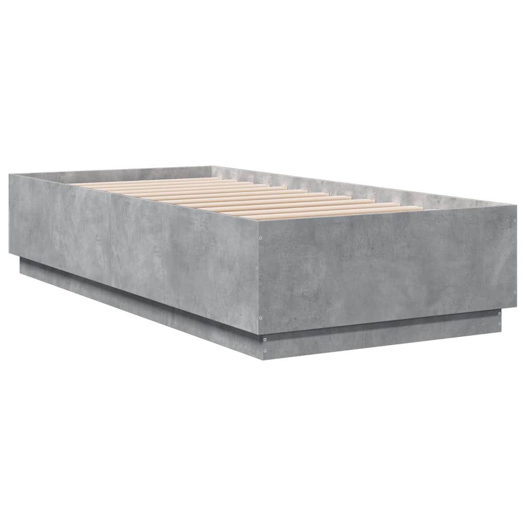 vidaXL Рамка за легло, бетонно сиво, 100x200 см, инженерно дърво