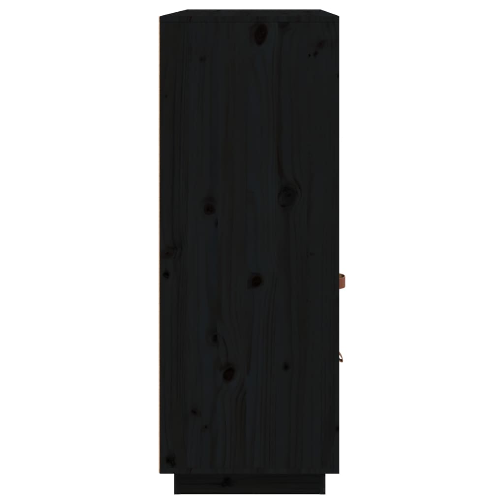 vidaXL Висок шкаф, черен, 100x40x108,5 см, борово дърво масив