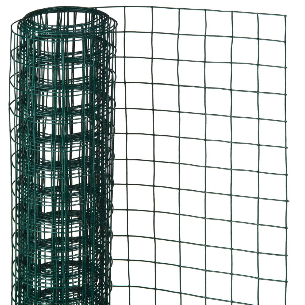 Nature Телена мрежа квадрат 1x5 м 25 мм пластифицирана стомана зелена