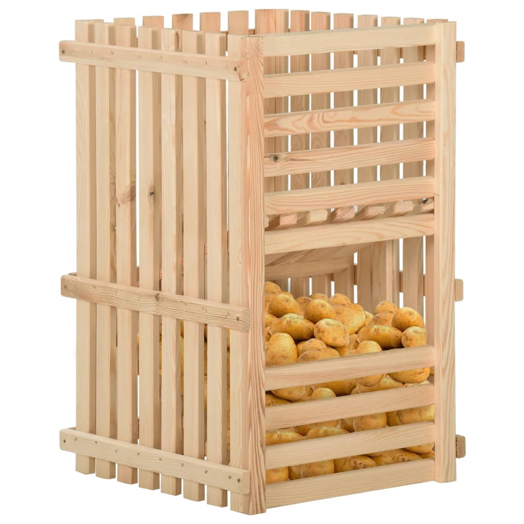 vidaXL Кутия за картофи, 50x50x80 см, борово дърво масив