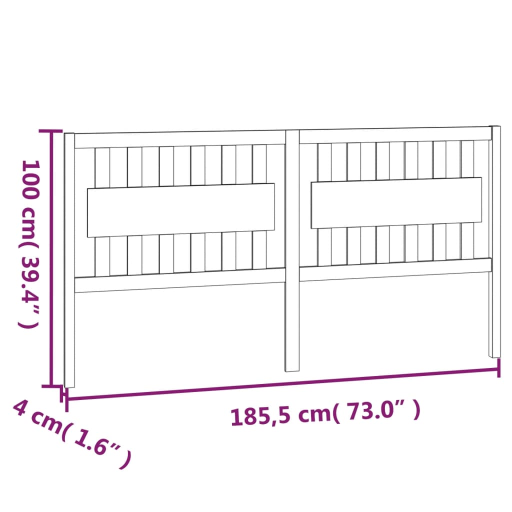 vidaXL Горна табла за легло, меденокафява, 185,5x4x100 см, бор масив