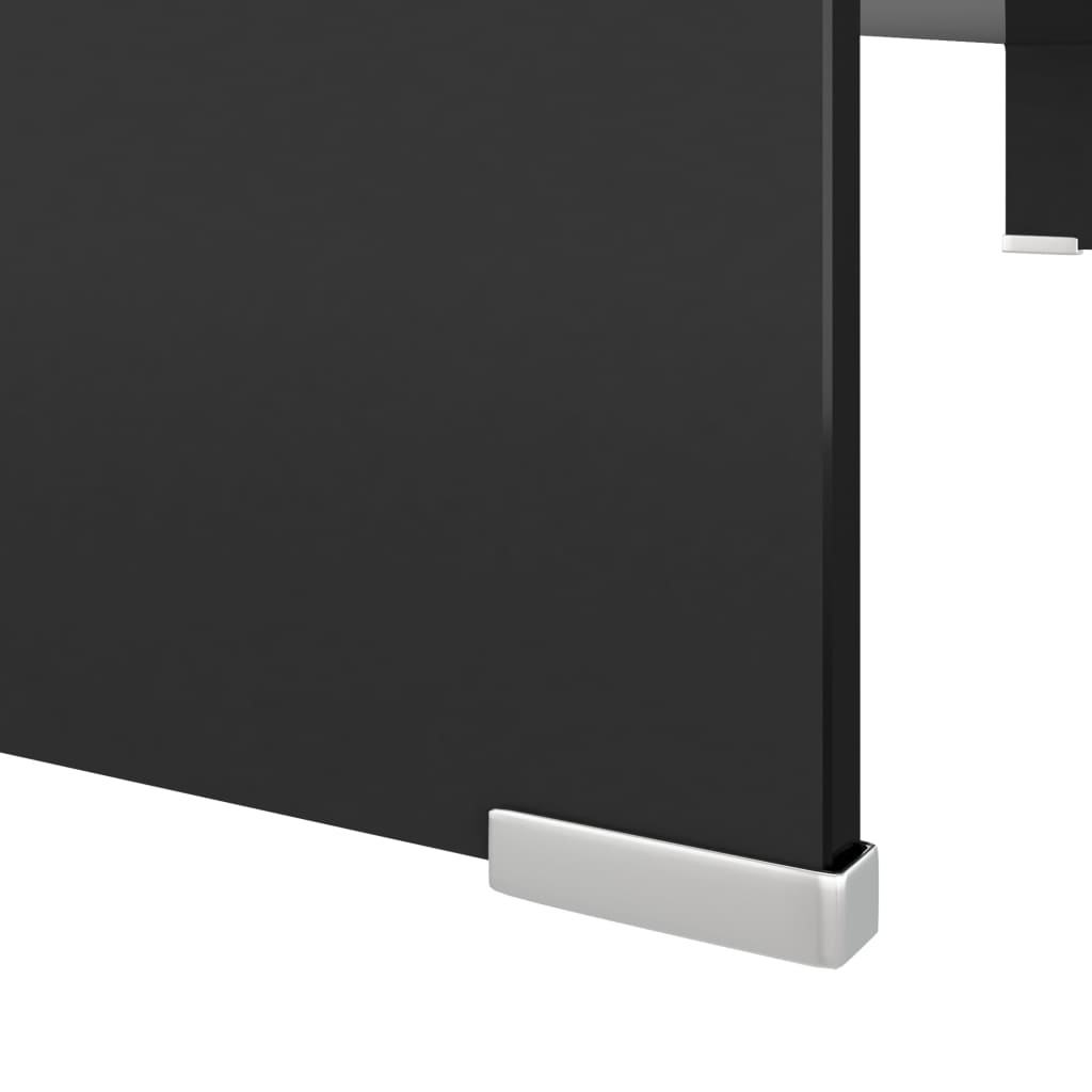 vidaXL Стойка за телевизор/монитор, стъкло, черна, 100x30x13 см