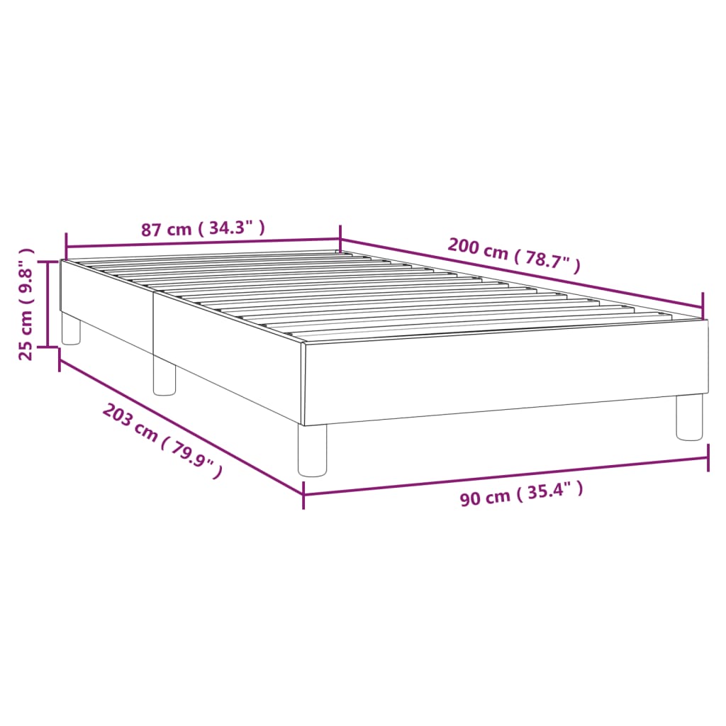 vidaXL Боксспринг рамка за легло черна 90x200 см плат