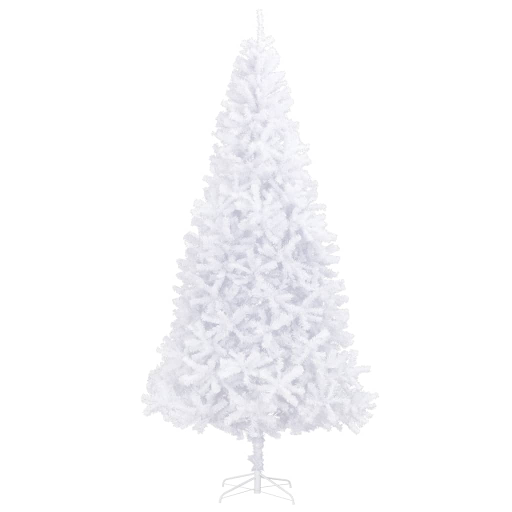 vidaXL Изкуствена осветена коледна елха с топки и LED, 300 см, бяла