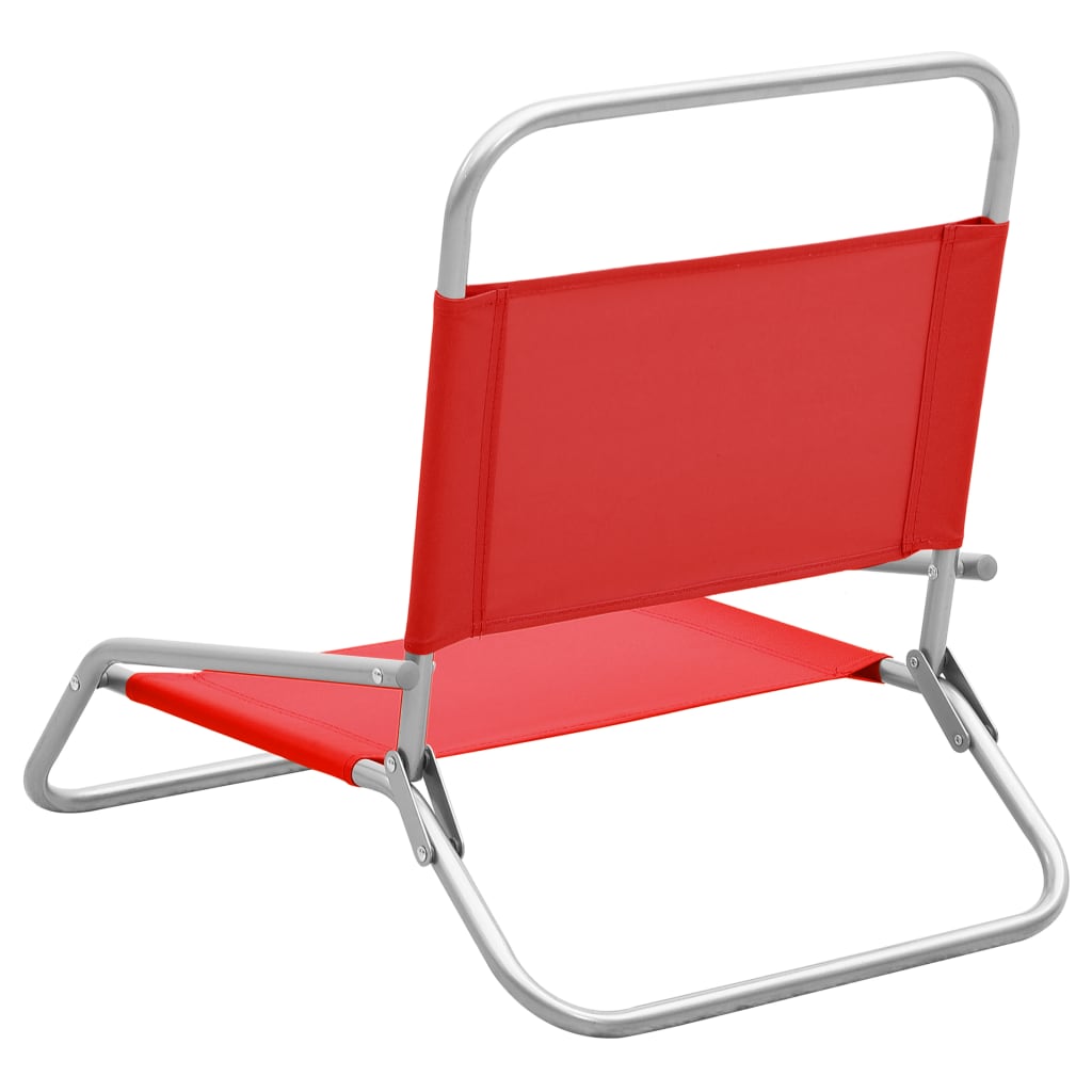 vidaXL Сгъваеми плажни столове, 2 бр, червени, текстил