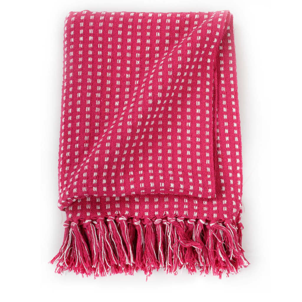 vidaXL Декоративно одеяло, памук, каре, 160x210 см, розово