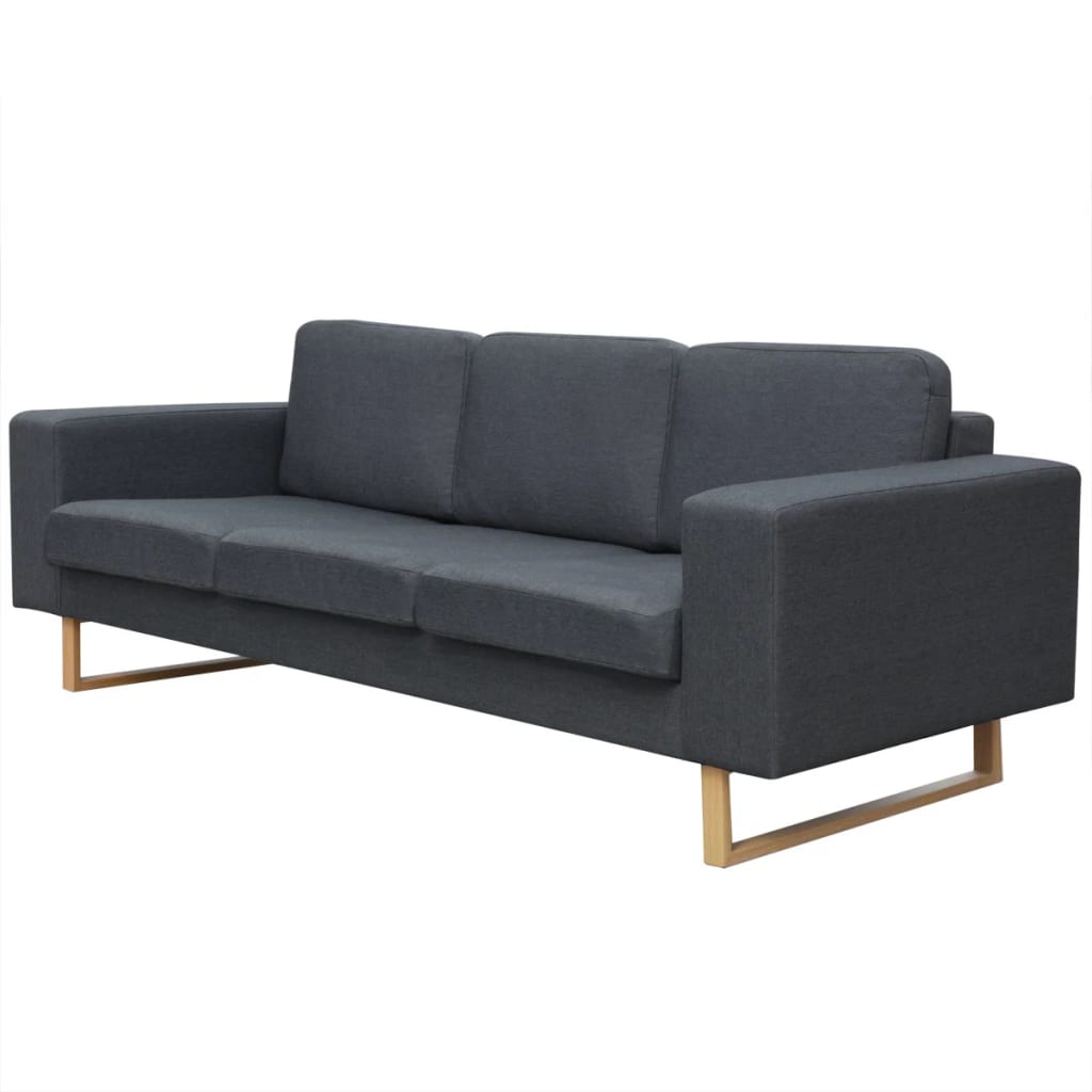 vidaXL 3-местен диван, текстил, тъмносив