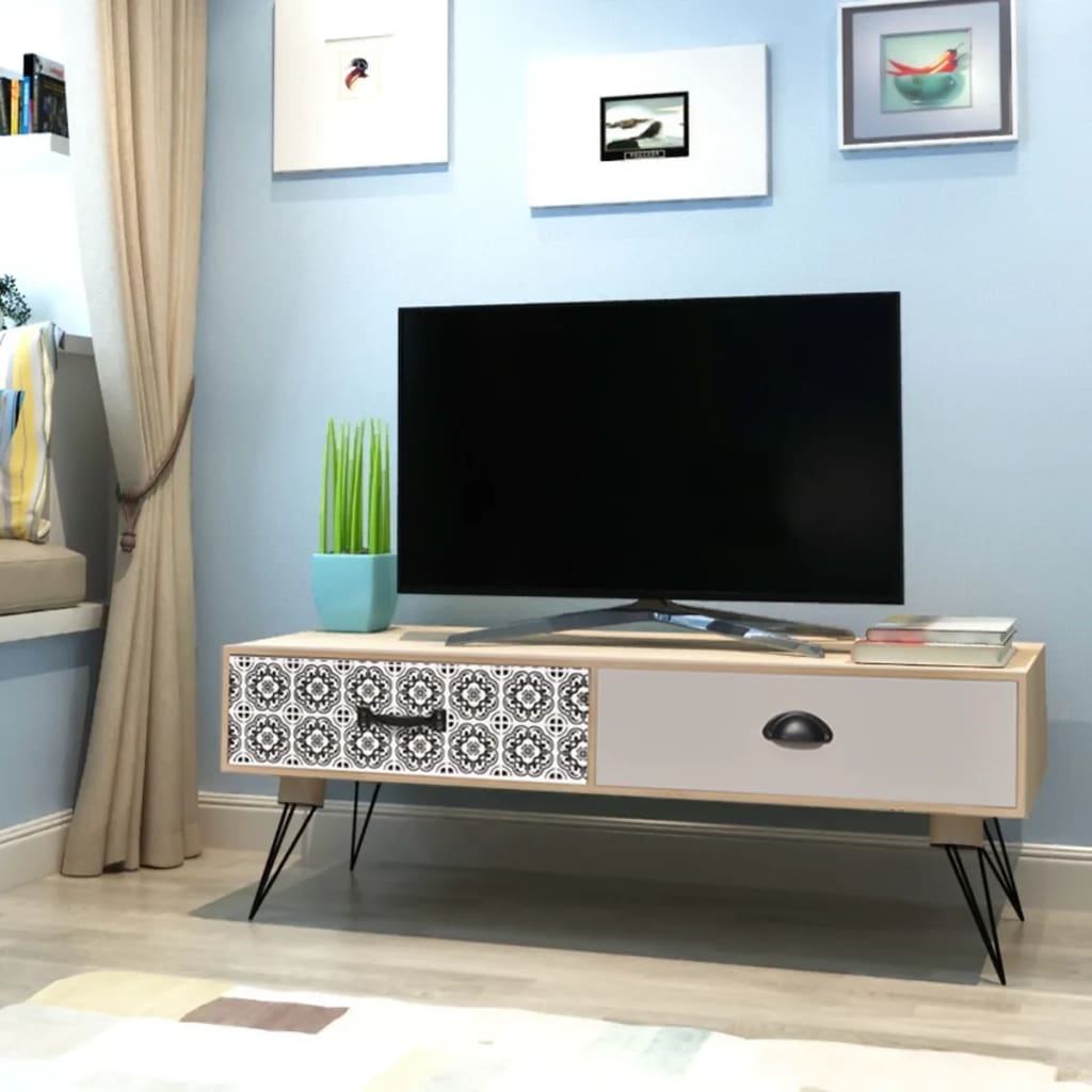 vidaXL Странична маса за телевизор, 100x40x35 см, кафява