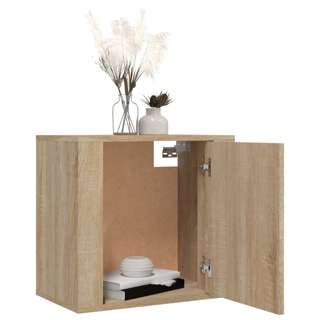vidaXL Нощно шкафче за стенен монтаж, сонома дъб, 50x30x47 см